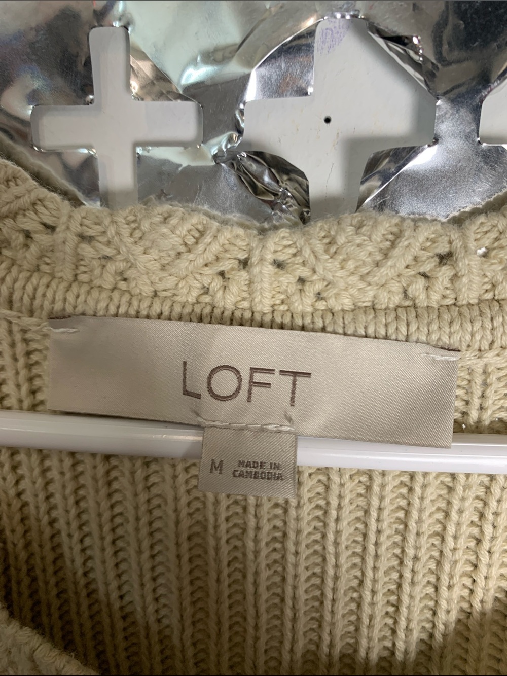 LOFT Cream Crochet Halter Knit Top - Picture 2 of 5